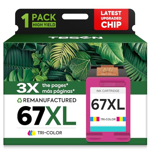 Image of 67XL Color Remanufactured Ink Cartridge Replacement for HP Ink 67 67XL Printer Ink use for DeskJet 2700 2700e 2755e 2855e 2800 4155e 4255e 4100 Envy 6400 6055 6055e 6455e Printer 1-Pack