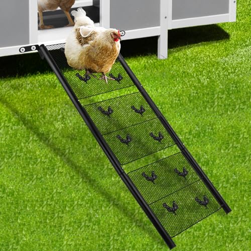 Chicken Coop Ramp, Chicken Ladder & Coop Accessories, Ladder Length Adjustable for Henhouse, Coop Steps for Feet Problem or Cannot Fly Chickens, Heavy Duty Sturdy,Corrosion-Resistant, and Waterproof