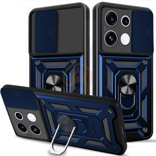 Image of Armor Bumper Back Cover Case for Oppo Reno 16C 5G Rotating Camera Cover, Ring Holder & Kickstand | Heavy Duty & 360 Degree Protection Back Cover for Oppo Reno 16C 5G (Blue)