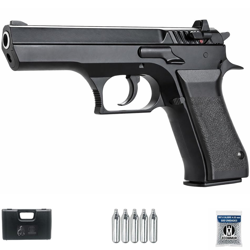 Pistola KWC Jericho 941 NBB CO2 (4,5mm) | Pack Pistola de balines (perdigones Bolas de Acero BB's). Arma de Aire comprimido CO2 Calibre 4,5mm [3 Julios]