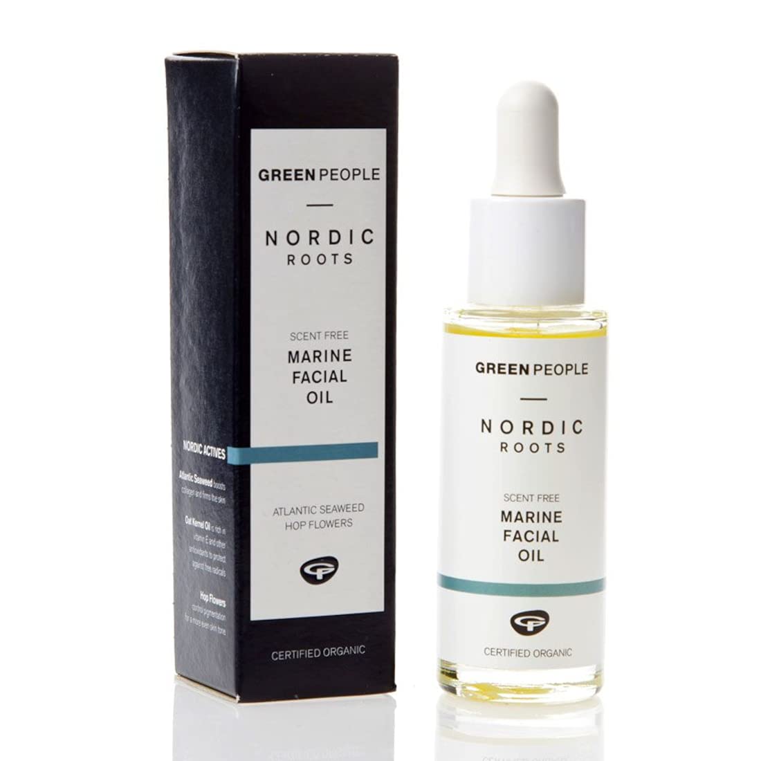 Green People Nordic Roots Marine Facial Oil - with Vitamin E, Collagen Boosting - Vegan, Organic & Cruelty Free, 28ml