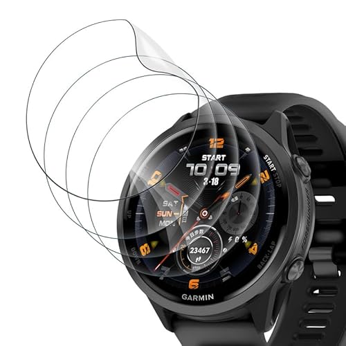 Devgoed [4 unidades] para Garmin Forerunner 970 47 mm suave TPU Protector de pantalla, libre de polvo, protector de pantalla Garmin Forerunner 570 47 mm, protector de pantalla antiderrame