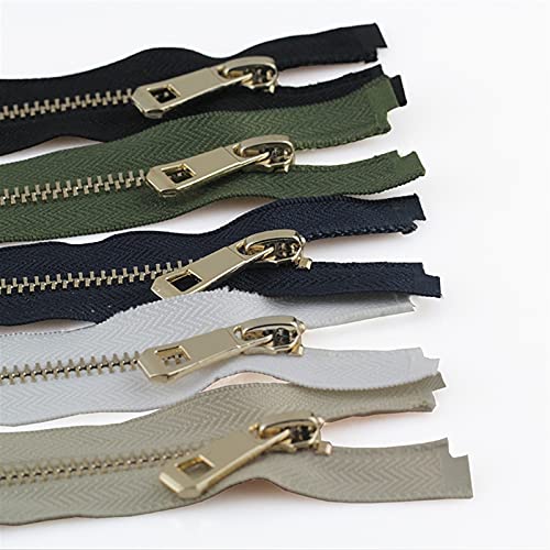 Zkenshan-Zippers 5# 35/45/55/65/75/85cm Open-end Auto Lock Rose Gold Plating Zipper Use for Clothes Shoes Pocket Garment, Practical and Durable (Color : Black, Length : 55cm)3