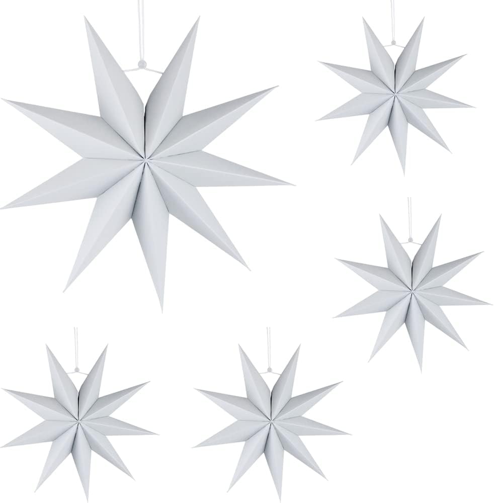 Zhe 星 折り紙 立体 ぶら下げ飾り クリスマス飾り付け 5pcs クリスマスツリー 窓 クリスマスの飾り ペーパーファン デコレーション ガーランド パーティー 写真背景 30cm オーナメント 装飾 大注目 ホーム インテリア