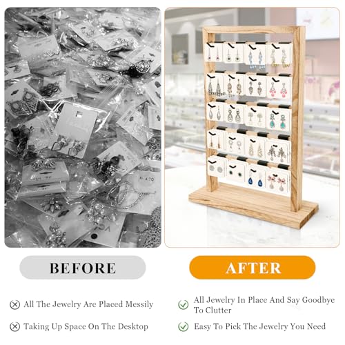 Fumingpal Earring Display Stands For Selling, Wooden Jewelry Display Rack With 20 Removable Hooks thumb #3