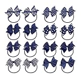 KOONY Baby Girls Hair Bow Elastic Ties Ponytail Holders Hair Bands 16pc (Navy)