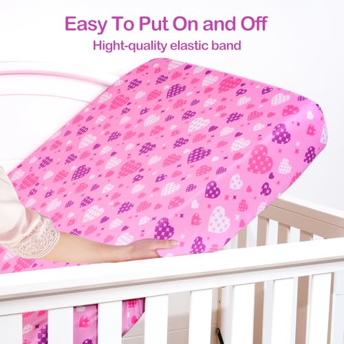Image of UOMNY Crib Sheet Heart Fitted Crib Sheets Baby Sheet for Standard Crib and Toddler Mattresses Nursery Bedding Sheet Crib Mattress Sheets for Boys and Girls 1 Pack Space Toddler Sheet