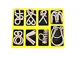 HLJgift IQ Toys IQ Test Mind Game Toys Brain Teaser Metal Wire Puzzles Magic Trick Toy Metal IQ Puzzle Set of 8