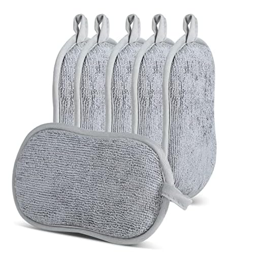 KunKun 6 Pack Multi-Purpose Sponges Kitchen for Dishes - Reversible Cleaning Sponges Non-Scratch Microfiber Kitchen Sponge Reusable Dish Sponges for Washing Dishes Dishwasher Safe Dish Sponge