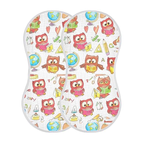 xigua Cute Owls Baby Burp Cloths for Newborn Boys and Girls 4 Pack, Soft & Absorbent Cotton Baby Burp Cloth, Baby Washcloths, Newborn Towel, Burp Rags2