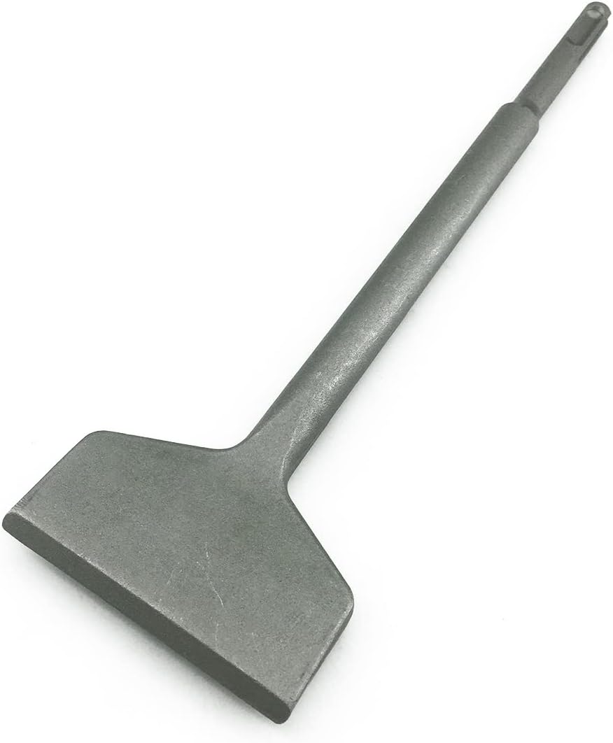 SDS-Plus 3 Inch Wide Cranked Angled Bent Tile & Thinset Scaling Chisel, SDS-Plus Shank Tile Removal Chisel Bit Thinset Scraper Wall and Floor Scraper (3" x 10")
