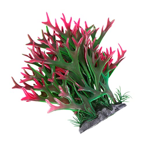 SUPVOX Elegant Artificial Coral Plant Arrangement Fish Tank Decor Plastic Mini Ornament Red for Aquariums