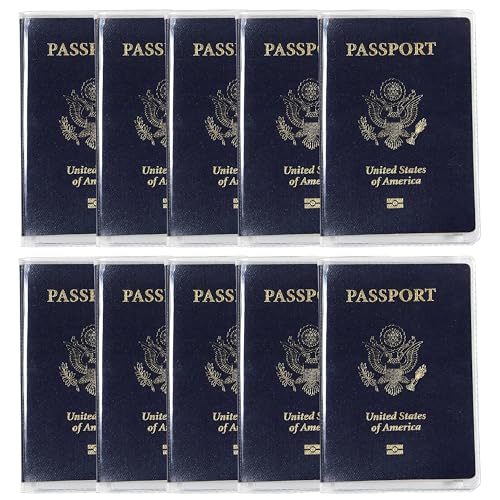 Image of Kraptick Men Polypropylen Passport Cover, Transparent & Waterproof Passport Cover, Passport Coverage Protector with 2 Additional Pockets for Cards & Tickets (Transparent PWC) (Pack of-10)