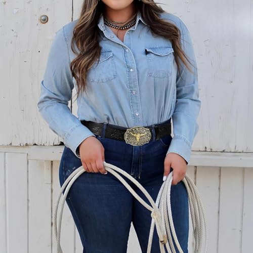 Mens Western Cowboy Belt, Genuine Leather belts, Cowgirl Belt, Floral Engraved Buckle Belt for Jeans3