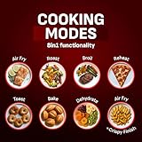 T-fal Infrared Air Fryer, 2x Faster Than Traditional Heating*, Large Air Fryer Dehydrator Combo, 8 Cooking Functions, Window With Light, No-Shake Technology, Dishwasher Safe, 1800W, Black