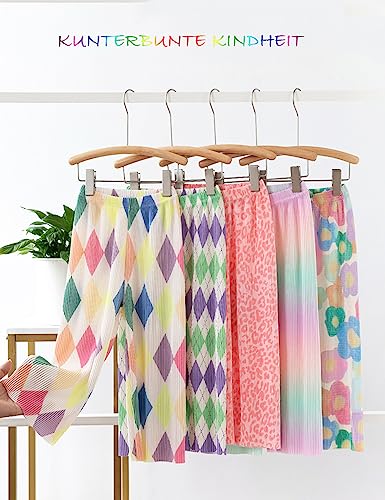 Image of Kiench Girls Wide Leg Palazzo Pants Pleated Silky Flowy Trousers Cute Print