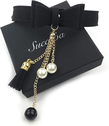 Miniatura 5 de Collar con colgante de campana, collar de terciopelo con lazo para gatito. Collar para gato Lolita., campana, T