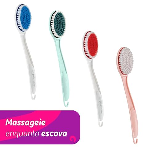 Condor, Escova de Banho, Cerdas Macias, Cabo Anatômico, Com Massageador e Pendurador, Multicor -Mode