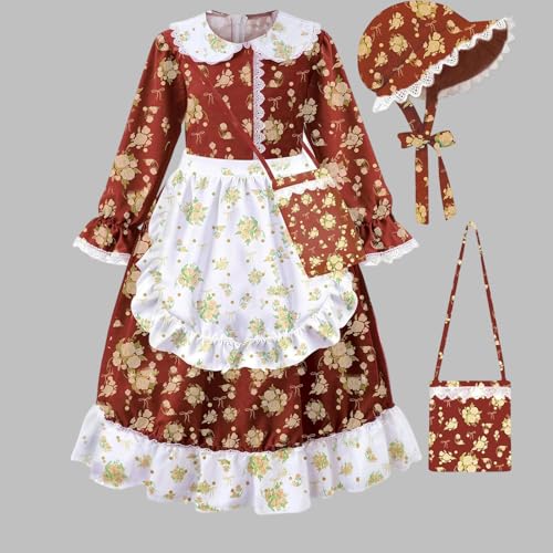 Vestido y capa con estampado floral para niñas ideal para actuar 2