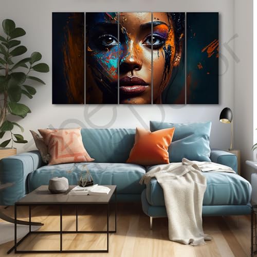 Image of The Castle Decor Women Abstract art painting with frame Big Size 27x48 Wall art for living room,Bedroom,Drawing room,Hotels-Wooden Framed-686