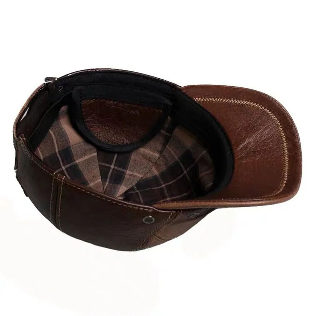 Gorra de béisbol de invierno para hombre, de piel auténtica, gorra militar