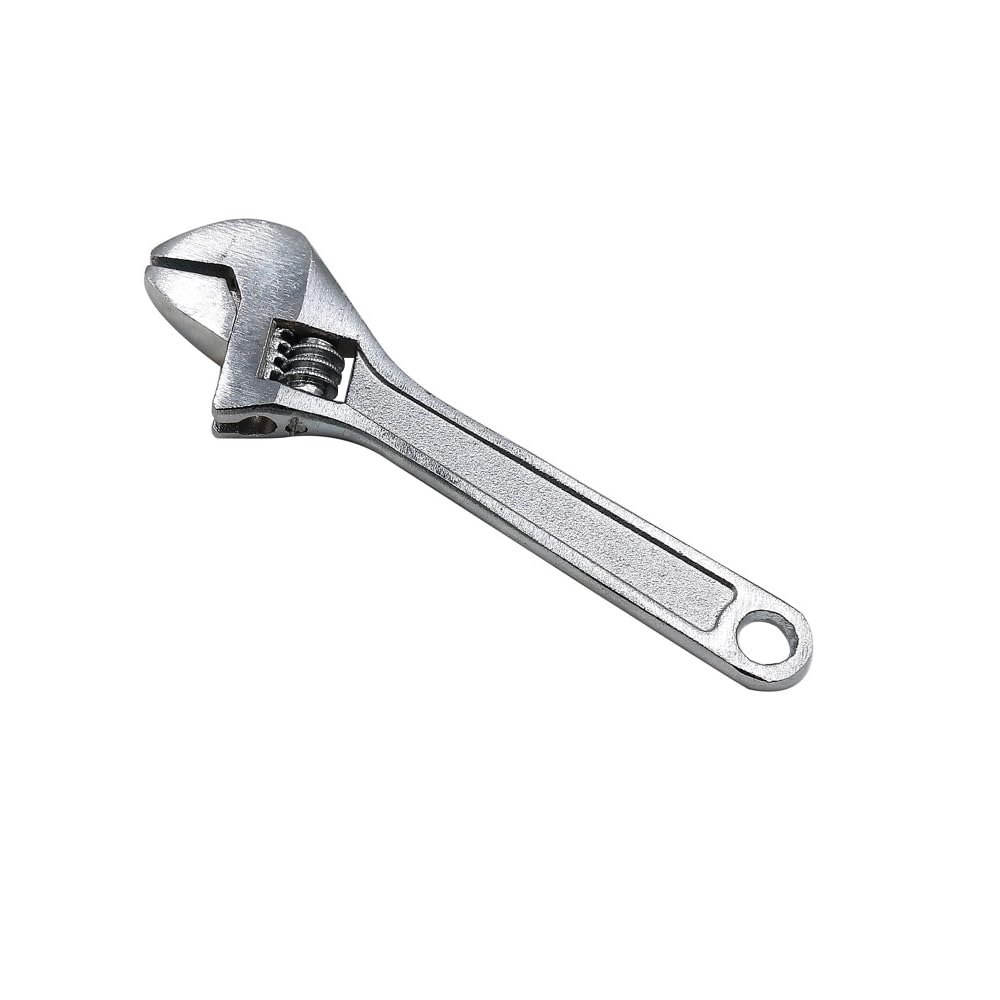 Tophomer Silver Small Spanner Adjustable Wrench Non-Slip Mini Jaw Spanner Wrench Repair Maintenance Hand Tool Max Jaw Opening 15Mm(, Length 100Mm)