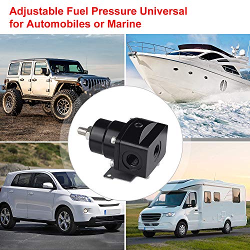 Waterwich Aluminum Efi Fuel Pressure Regulator Kit Adjustable With 100 Psi Pressure Gauge An6-6An Fuel Line Hose Fitting Connectors Kit Universal (Black) #TOP6