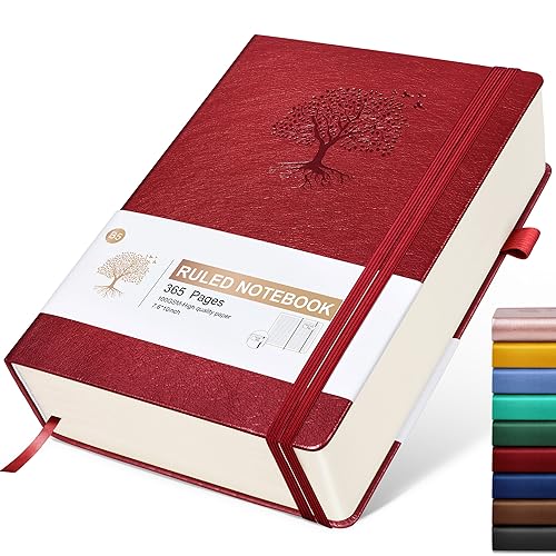 Image of Lined Journal Notebook, 365 Pages B5 Large Journals for Writing College Ruled Notebook, Hardcover Leather Journal for Women Men, Daily Notebook for Work, Note Taking, 100Gsm Paper ( 7.6'' X 10'' Wine)