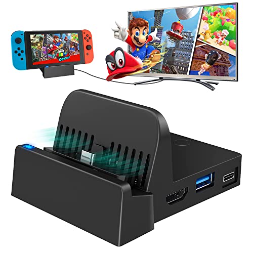 Wamiao Nintendo Switch TV Docking, Portable Mini Switch TV Dock pour Nintendo Switch, avec HDMI, USB 3.0, Type-C, Station de Chargement Nintendo Switch améliorée