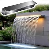 Generisch Hochleistungs-Wasserfall-Sprungwand aus Edelstahl – 39,3 Zoll (ca. 100 cm) Wasservorhang-Überlauf-Set für Teiche und Wasserspiele