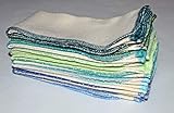1 Ply 11x12 Inches Natural Unbleached Birdseye Paperless Towel Set of 10 Assorted Blues and Greens