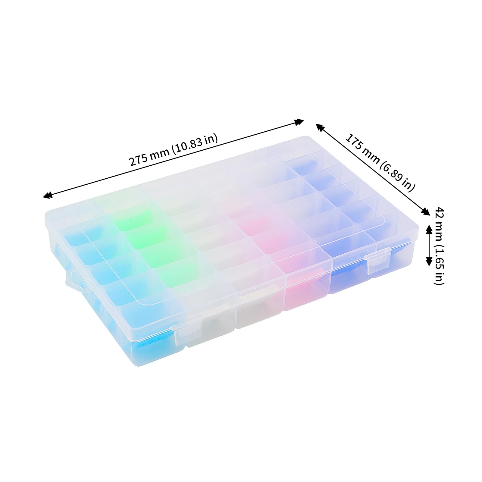 5 Scatole Organizer 36 Scomparti Regolabili in Plastica Trasparente, Contenitore per Perline, Gioielli e Piccole Parti, 27,5 x 17,5 x 4,2 cm