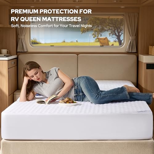 Image of BEDLORE Waterproof Mattress Protector, Noiseless RV Queen Size Mattress Pad with Deep Pocket Fitted Up to 6-18 inches, Soft Breathable Dirt-Proof Bed Mattress Cover for Bedroom(White)