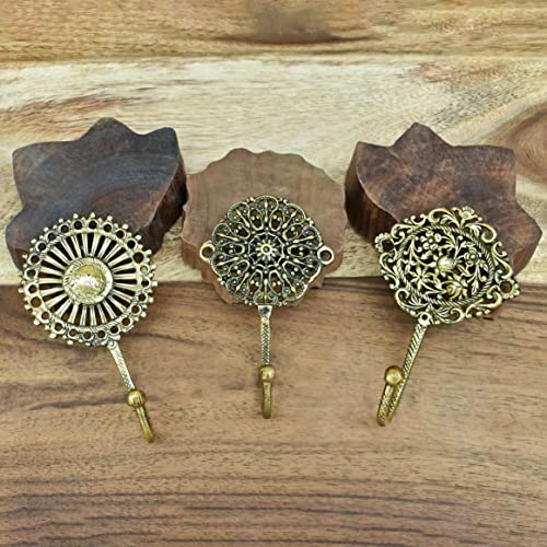 Brook And Birch VCH128129130 Boho Brass Wall Hooks, Gold Hooks For Hanging Wall Mount Brass Coat Hooks Keys Hanger Clothes Hooks Vintage Brass Towel Hooks thumb #1