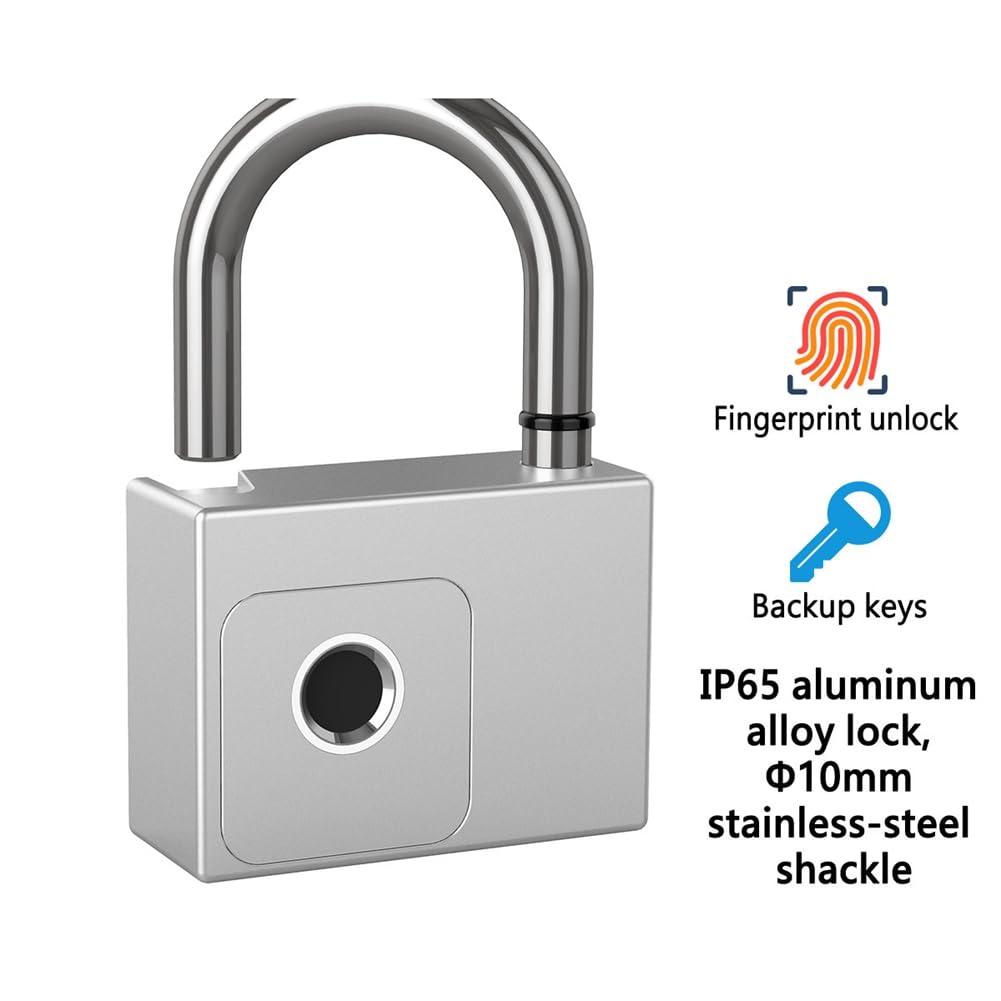 Tuya Padlock Schnelle Identifikation Entsperren Fingerabdrucksensor Wasserdicht USB-Ladung Hohe Qualität mit 2 Ersatzschlüsseln