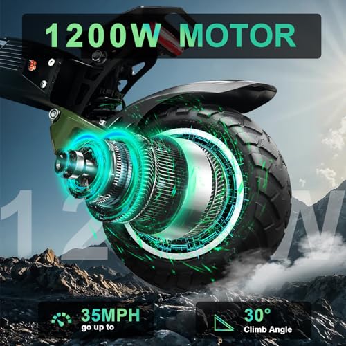 Image of ZU06 Electric Scooter for Adults: 1200W, 35 MPH Fast E Scooter with 50 Mile Range, 10 inch Off Road Fat Tires, NFC Unlock, UL 2272 Certified, Optional Detachable Seat for Commuting & All-Terrain