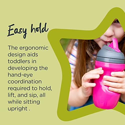 Tommee Tippee Insulated Straw Cup for Toddlers, Spill-Proof, 260ml, 12m+, Pack of 2, Pink and Mint