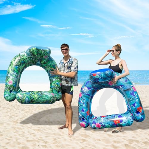 FindUWill 2 Pack Large Pool Chair Floats, Inflatable Pool Floats with Cup Holder, Headrest, Pool Chair Floats Adult Accessories Floaties for Summer Party by FindUWill - Used condition - Image 5