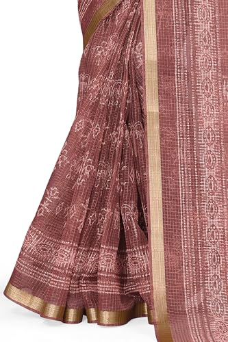 Image of MIRCHI FASHION Lightweight Kota Doria Cotton Saree | Floral Printed Summer Saree for Women | Breathable Ethnic Daily Wear Saree with Blouse Piece