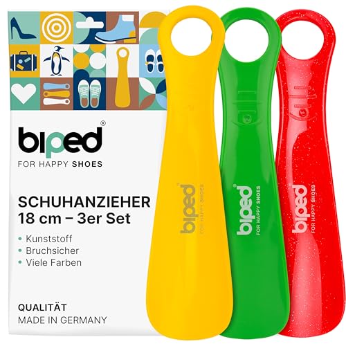 biped 3er Set Schuhanzieher aus Kunststoff 18cm Mini Schuhlöffel perfekt für unterwegs Ergonomisch geformte Reiseschuhlöffel Ideal für Kinder & Erwachsene z1570(colorful)