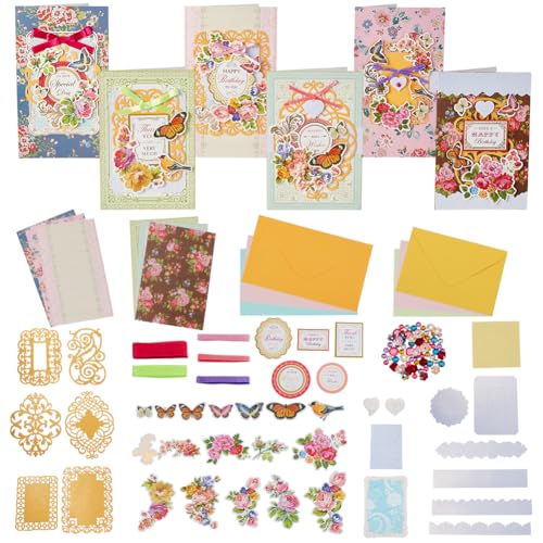 AHANDMAKER - AHANDMAKER Kit de fabrication de cartes de vœux fait à la main, lot de cartes de remerciement sur le thème des fleurs, enveloppes en papier, cartes autocollantes, pour Noël, Thanksgiving, fête des - -4%