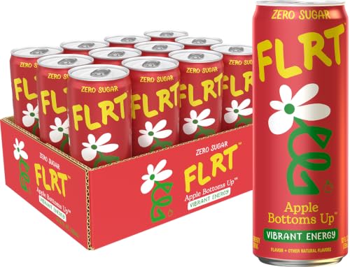 FLRT Energy, Apple Bottoms Up, Clean Energy, Energy Drink, 12 Fl Oz (Pack of 12)