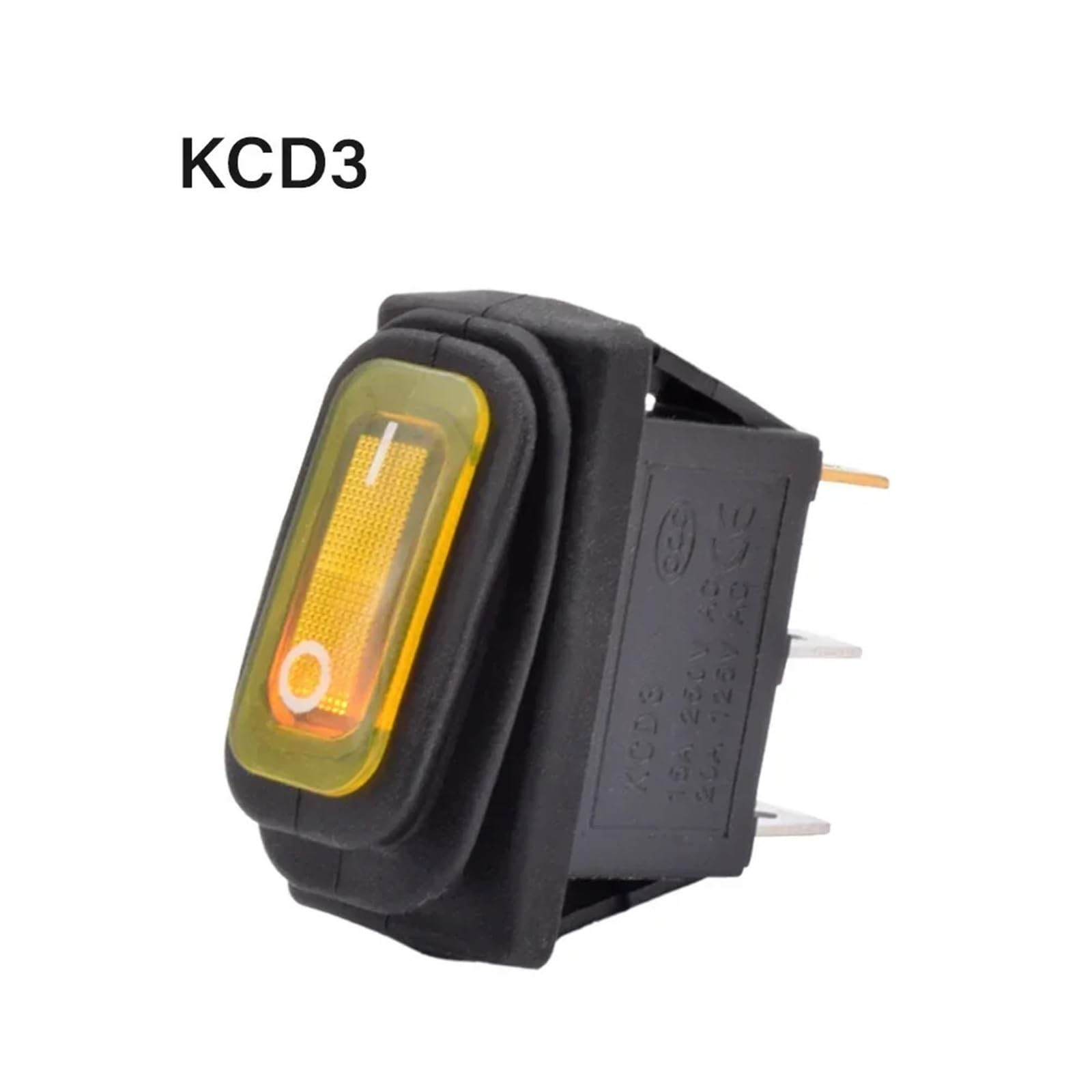 KCD1 KCD3 Przełącznik światła Przycisk Wodoodporny podświetlany Przełącznik Rocker 12V 220V Lampa 2/3-pinowa SPST ON OFF Car Dashboard Boat Navy (RED_ON-OFF_12-24V)