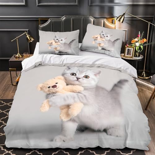 Drap de couette chaton 3D microfibre de qualité supérieure King