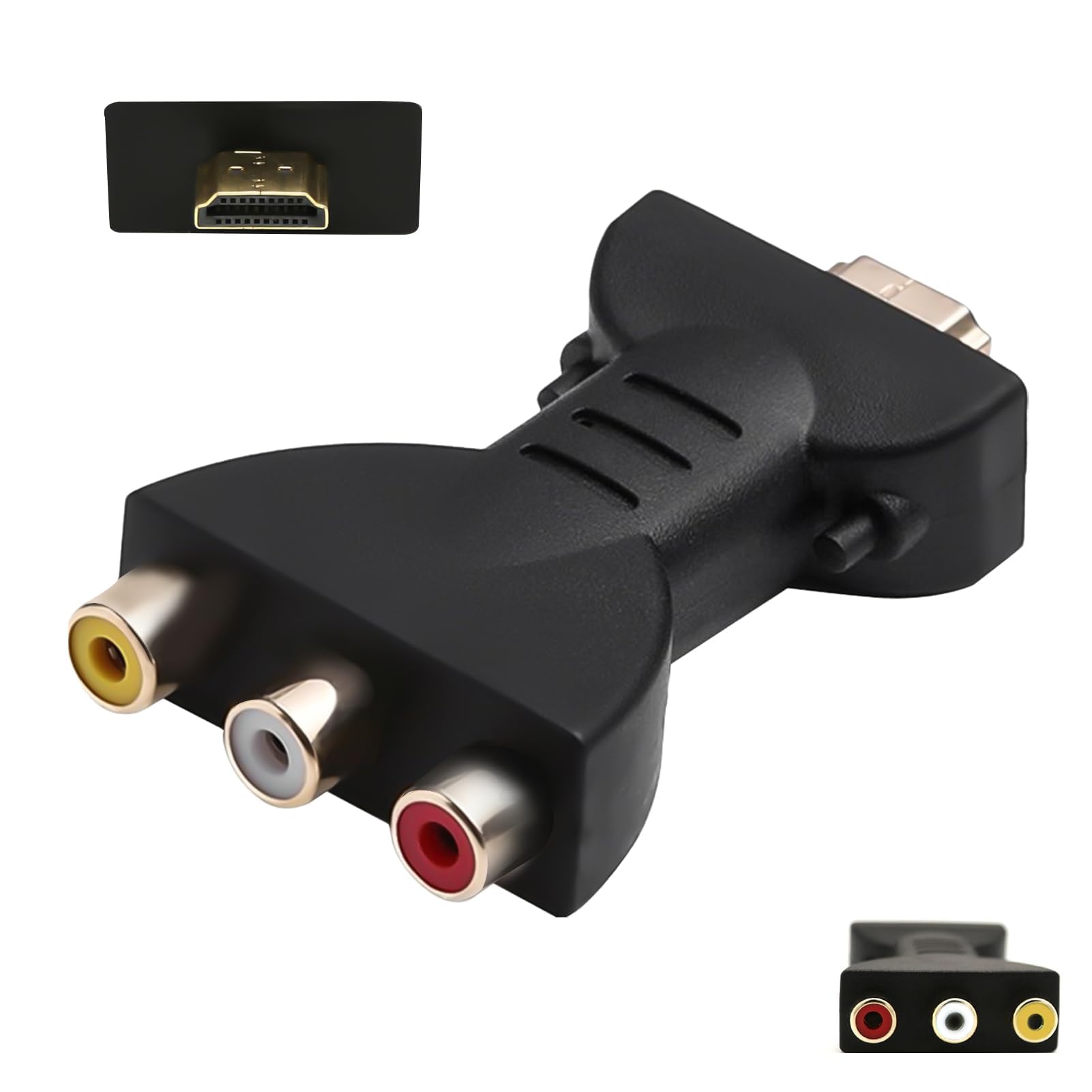 Enjiror HDMI to RCA Converter Gold Plated Interface Red White Yellow 1080P High-Definition HDMI In to AV Out CVBS Video Audio Male Female RGB Adapter Component Composite PC Laptop Xbox TV Camera DVD