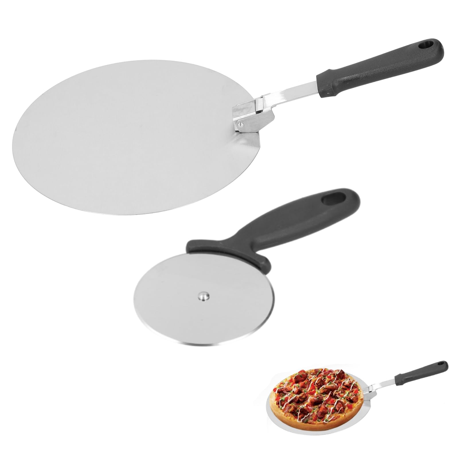 Stainless Steel Pizza Peel, Pizza Lifter Pizza Shovel Pizza Spatula Cake Lifter Folding Baking Cheese Lifter Tool Metal Pizza Peel for Serving Food Pizza Making Accessories (12 Inch)