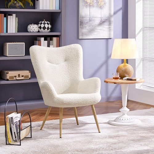 Yaheetech Accent Chair, Modern Boucle Vanity Chair with High Back...