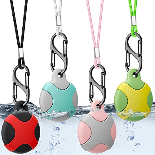 AirTag Necklace Kids [ 4 Pack ] Air Tag Holder with Adjustable Stopper, Waterproof Airtag Keychain for Kids & Adults, Soft Silicone Cover for AirTags with Key Ring