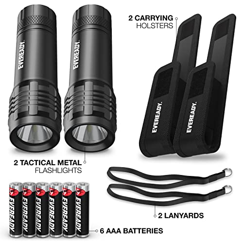 Eveready Led Tactical Flashlights S300 With Holsters (2-Pack), Rugged & Compact Flash Lights, Ipx4 Water Resistant - Camping Accessories, Outdoor Gear, Emergency Flashlights #TOP6