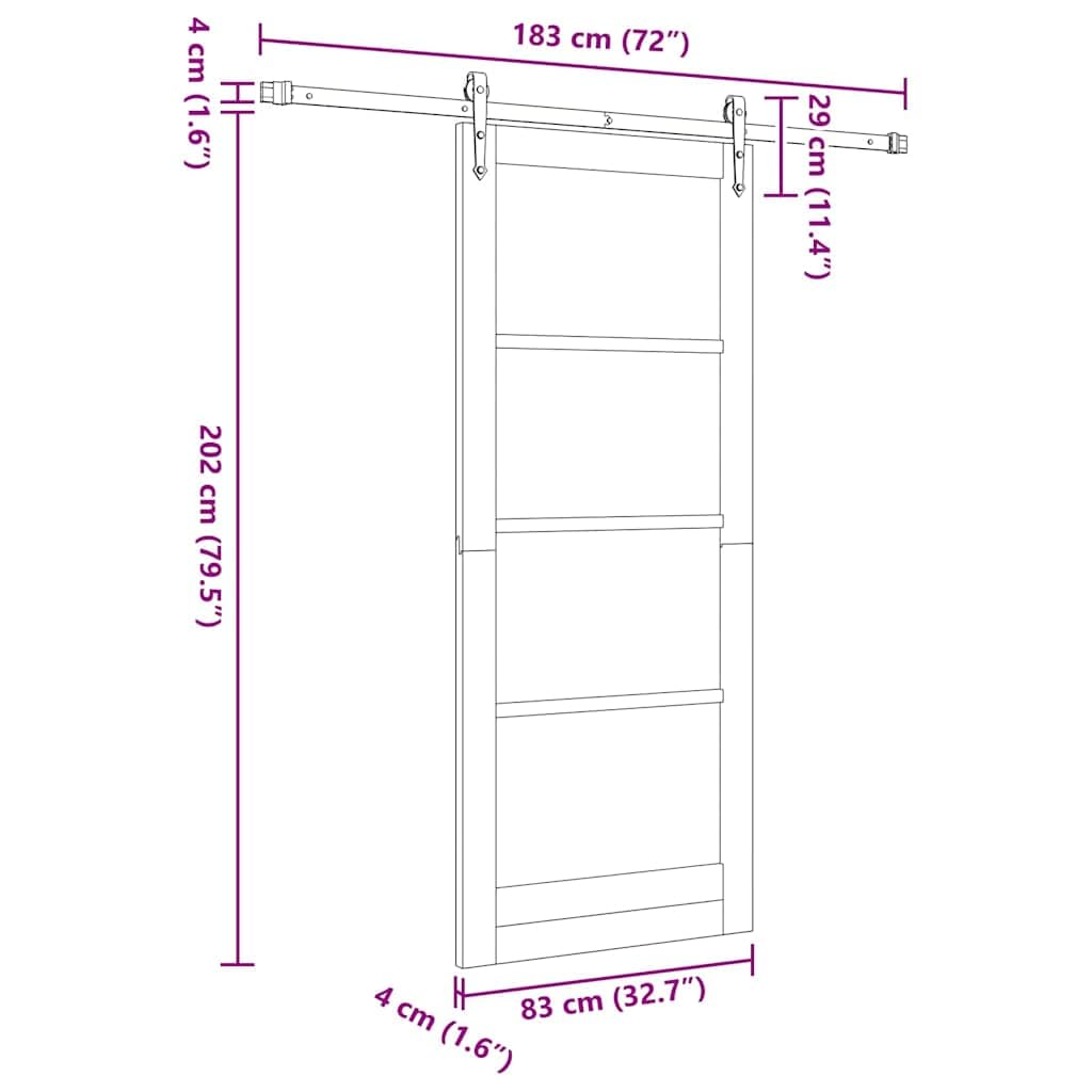 vidaXL Drzwi przesuwne 83 x 202 cm Lite drewno sosnowe i szkło Biały
